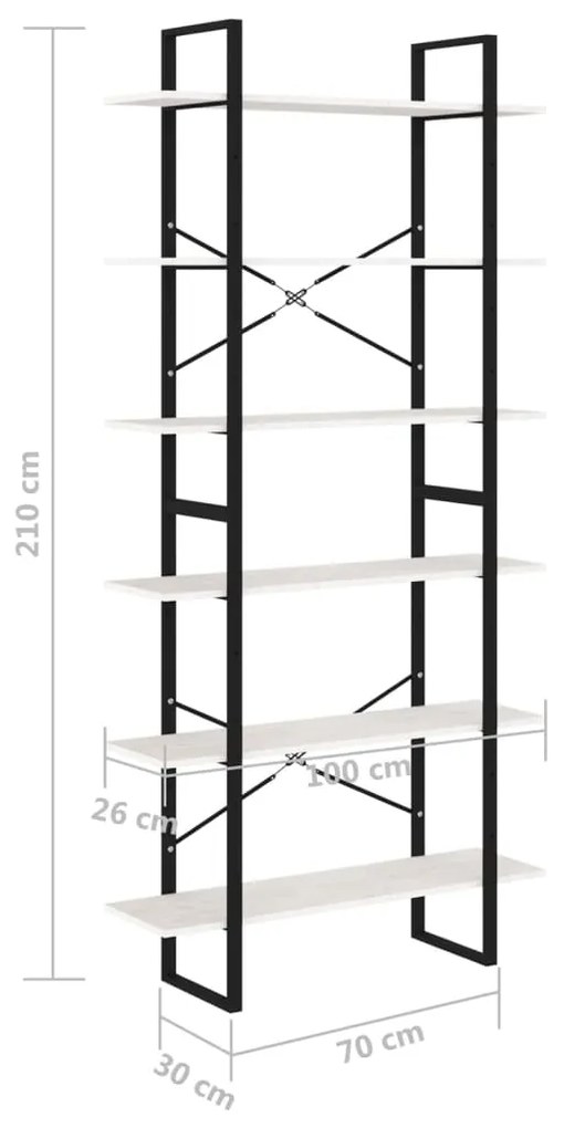 Estante alta 100x30x210 cm madeira de pinho maciça branco