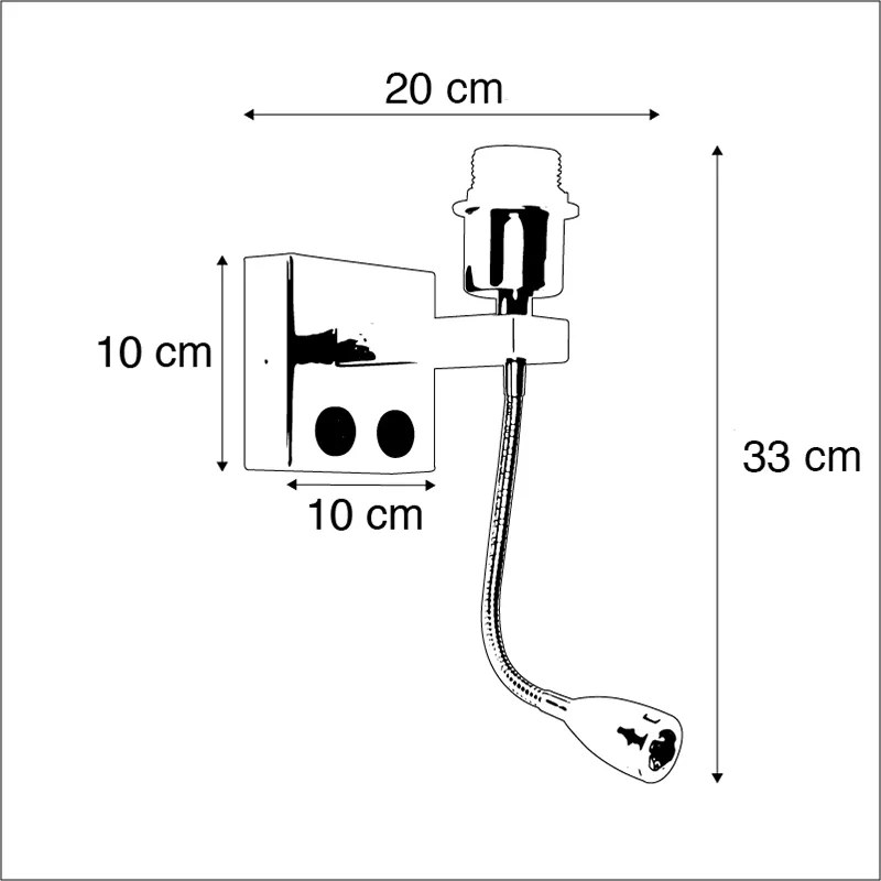Candeeiro de parede Art Deco dourado com USB e braço flexível - Brescia Combi