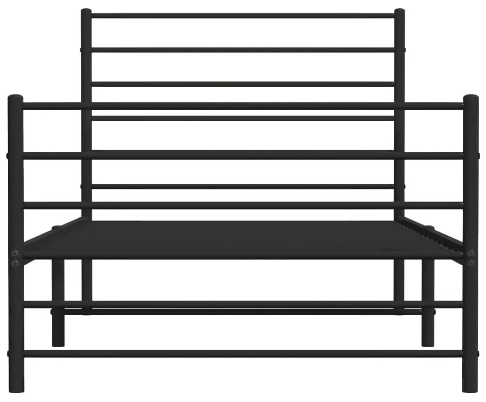 Estrutura de cama com cabeceira e pés 90x190 cm metal preto