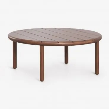 Mesa De Centro Redonda Para Jardim Em Madeira De Acácia Olivia Ø80 Cm & Castanho-acácia Escuro & Castanho-acácia Escuro - Sklum