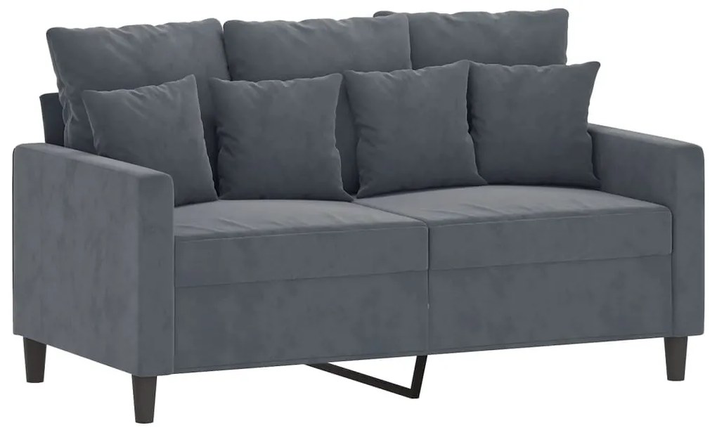 3 pcs conjunto de sofás com almofadões veludo cinzento-escuro
