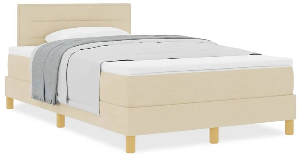 Cama Box Spring com Colchão Creme 120x200 cm Tecido