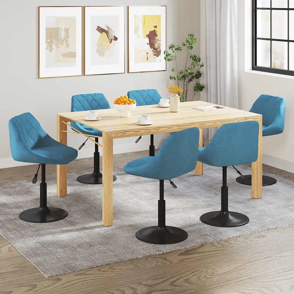 vidaXL Cadeiras de jantar giratórias 6 pcs veludo azul