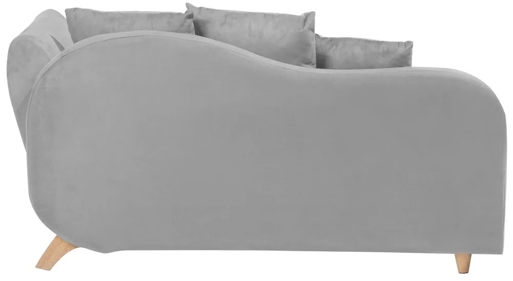 Chaise-longue à direita de 2 lugares com arrumação em veludo cinzento claro MERI Beliani