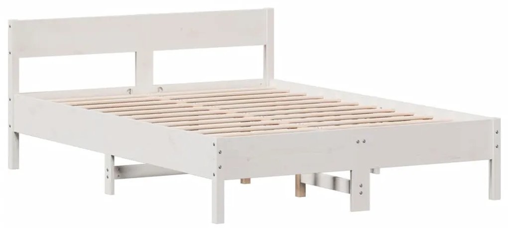 Cama sem colchão 140x190 cm madeira de pinho maciça branco