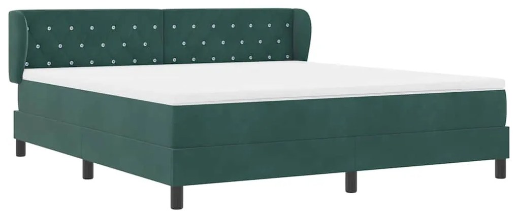 Cama Box Spring vidaXL com Colchão Verde Escuro 180x200 cm em Veludo