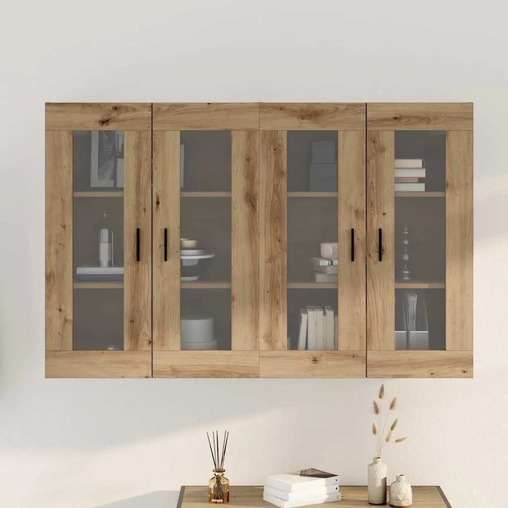 Gabinetes de Parede 2 peças Carvalho Artesanal 69.5 x 34 x 90 cm em Ma