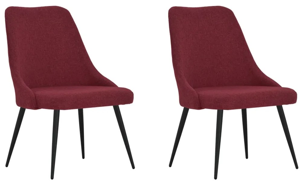 vidaXL Cadeiras de jantar 2 pcs tecido vermelho tinto