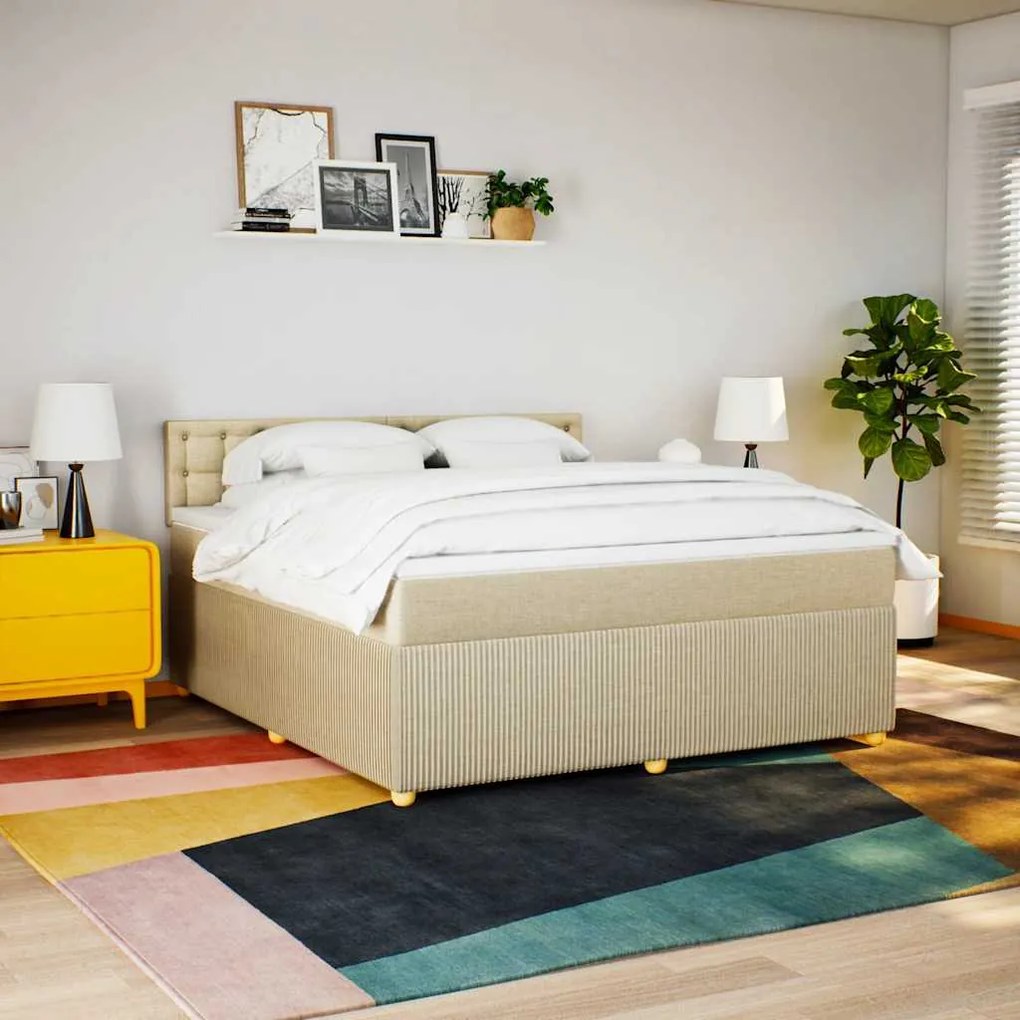 Cama com molas/colchão 180x200 cm tecido cor creme