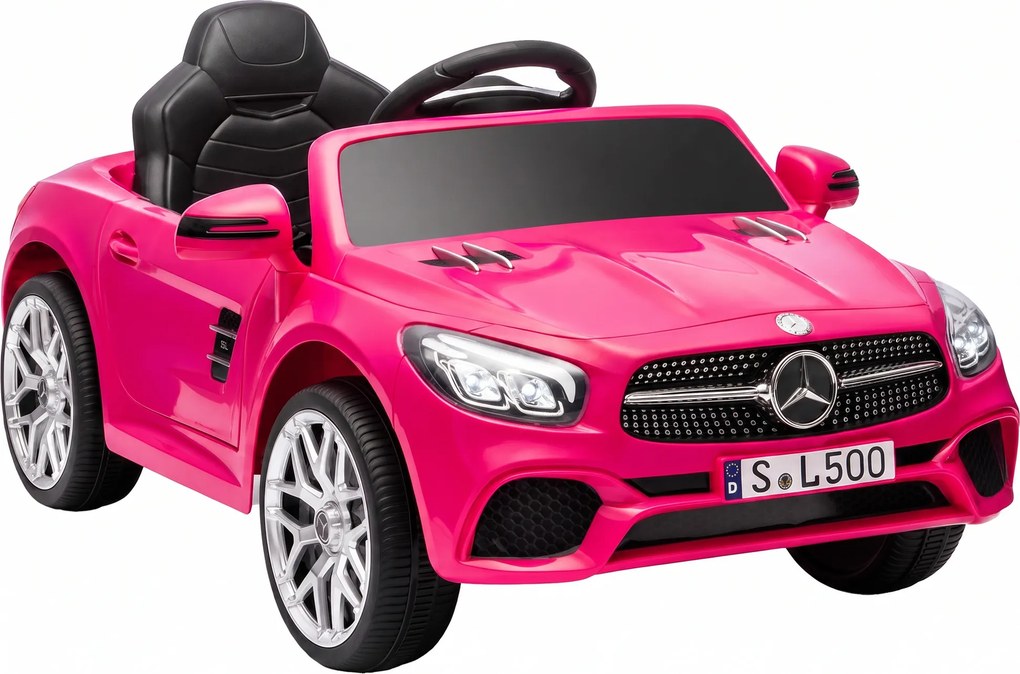 AIYAPLAY Carro Elétrico Infantil Mercedes-Benz SL500 12 V com Controlo Remoto 2,4 GHz, 2 Motores, Suspensão e Arranque Suave, Rosa | Aosom Portugal