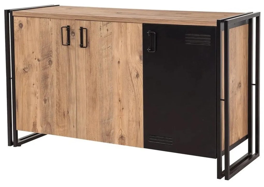 Conjunto de Mobiliário de Sala Cosmo – Pinho Atlântico Preto – Console