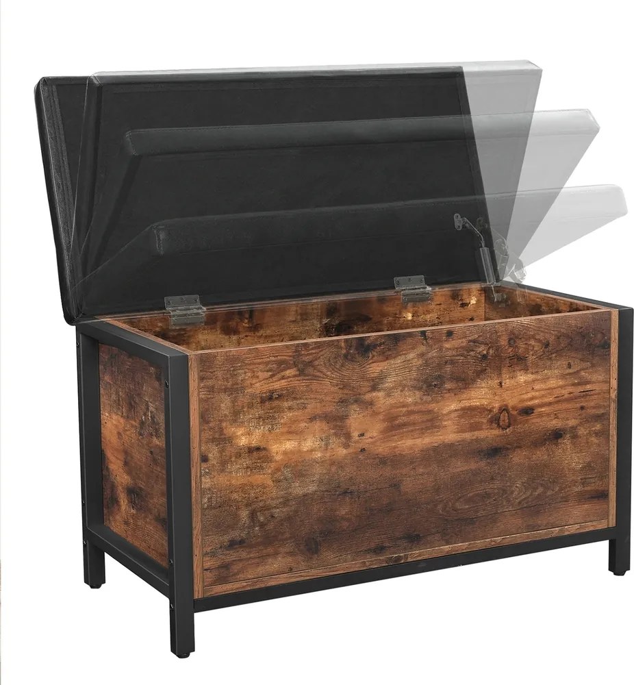 Banco armazenamento multifuncional 80 x 40 x 50 cm estilo industrial Castanho Vintage