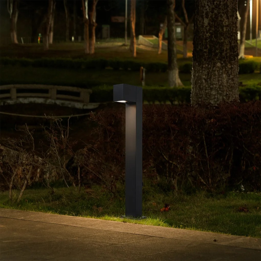 Candeeiro de exterior preto com estaca de terra e prensa-cabo 65cm Incl. Tomada IP44 - Baleno