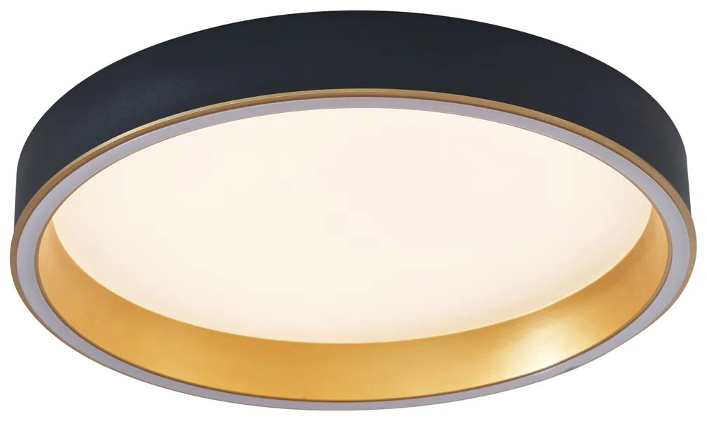 Plafon de design preto com dourado 40cm incl. LED com interruptor de 3 níveis - Ingo Design