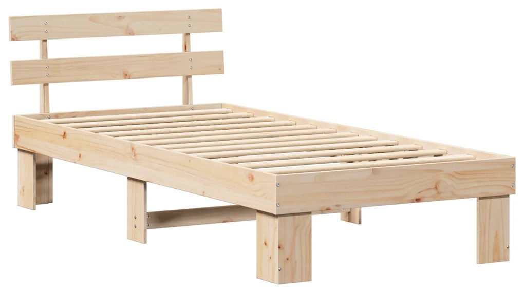 Estrado de Cama com Cabeceira 90x200 cm Madeira Maciça Pinho