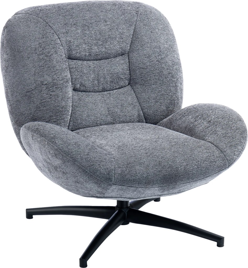 HOMCOM Poltrona de Sala Giratória Poltrona Lounge com Assento Largo, Apoio de Braço Integrado, Efeito Chenille, Cinza Escuro | Aosom Portugal