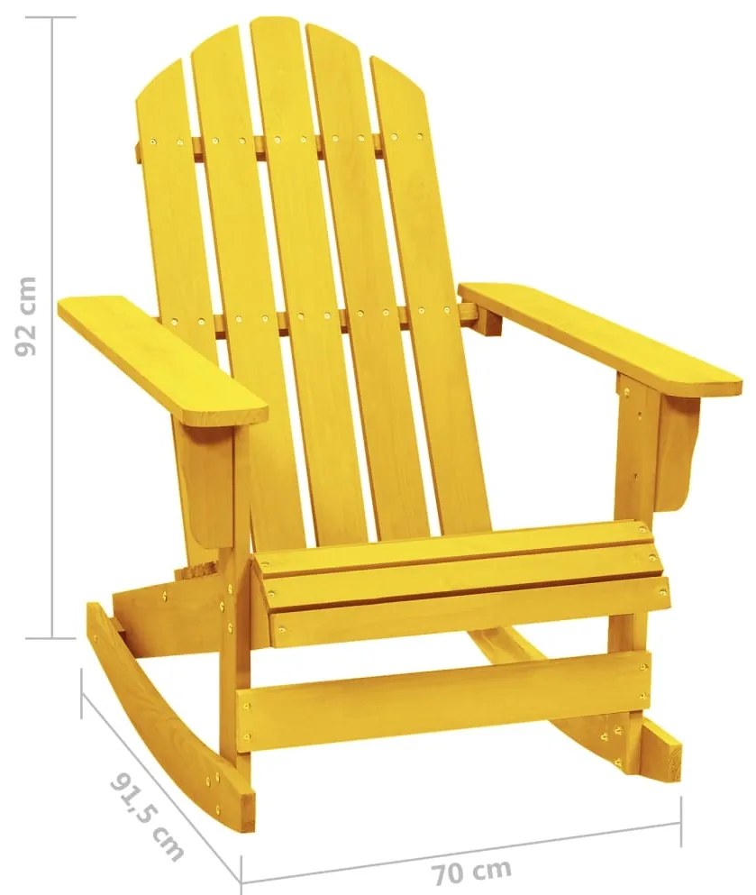 Cadeira Adirondack de baloiçar p/ jardim abeto maciço amarelo