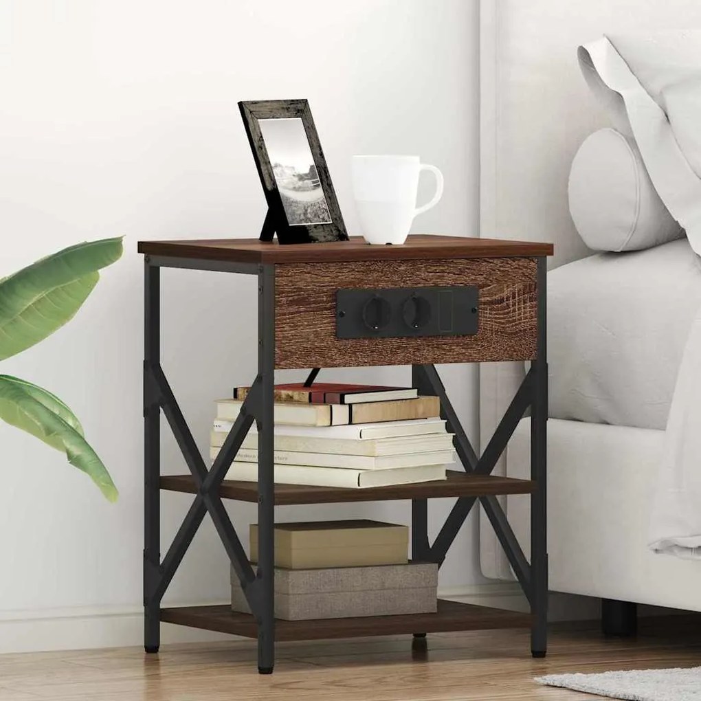 vidaXL Armário de Cabeceira 2 pcs Carvalho Marrom 41 x 31 x 51 cm