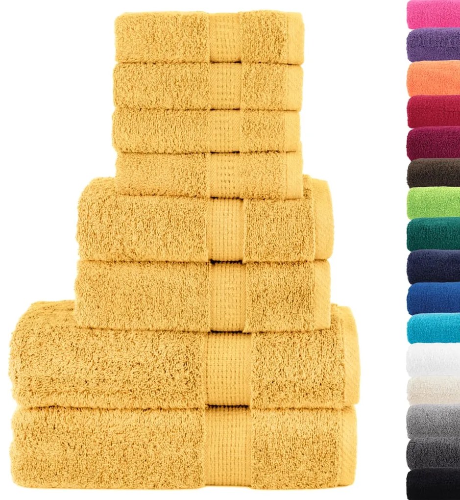 8pcs Conjunto toalhas banho premium SOLUND 600gsm dourado