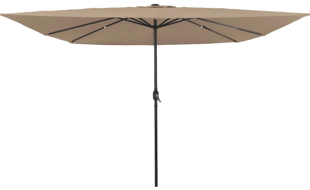 Parasol de Jardim Quadrado vidaXL com Luzes LED 295x245 cm Taupe