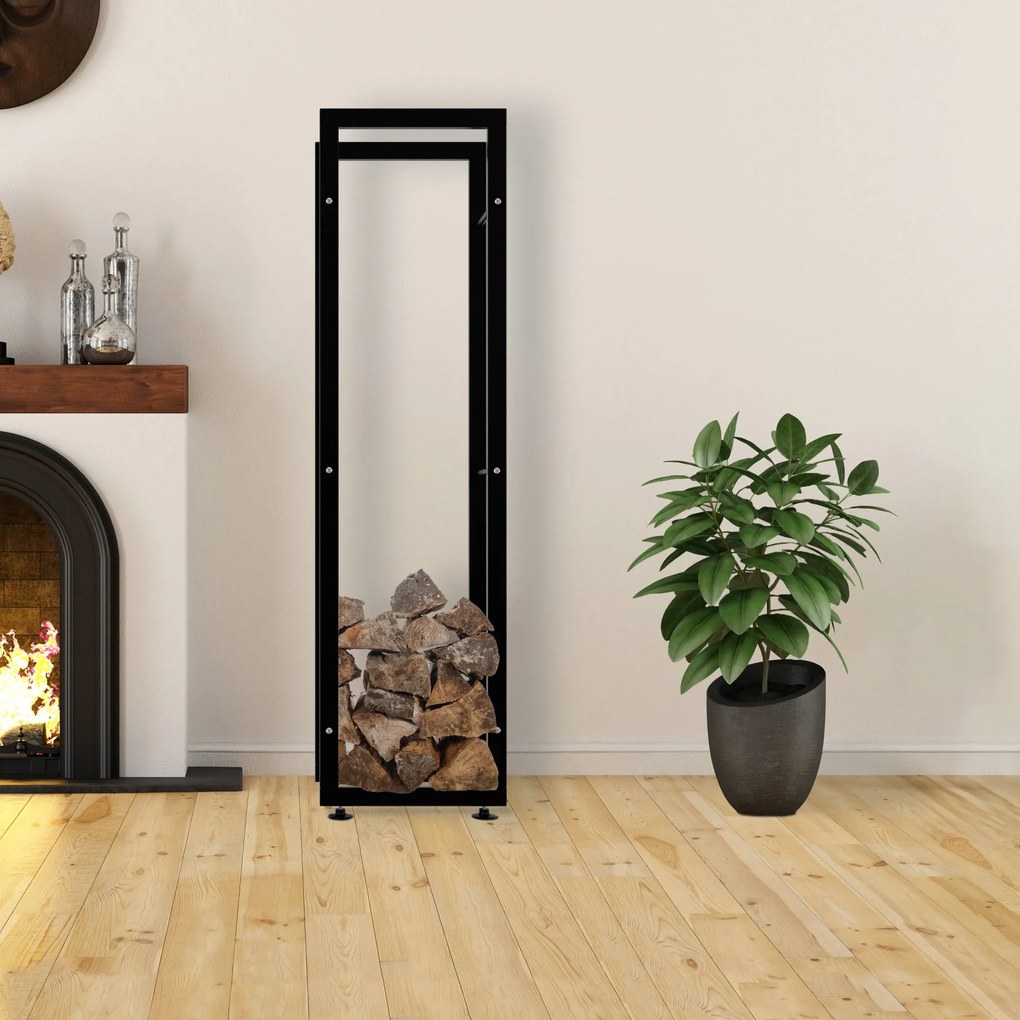 Suporte para lenha Keri V2 40 x 150 x 25 cm Preto