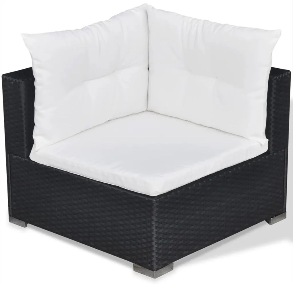 6 pcs conjunto lounge de jardim c/ almofadões vime PE preto