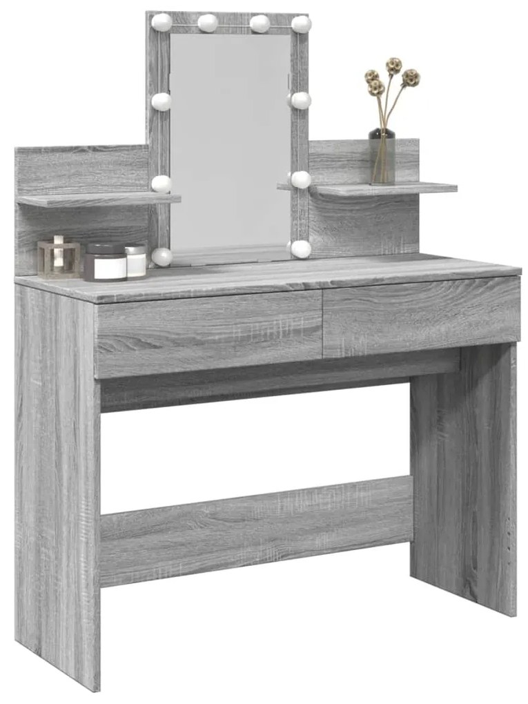 Toucador com LEDs 100x40x130 cm sonoma cinza
