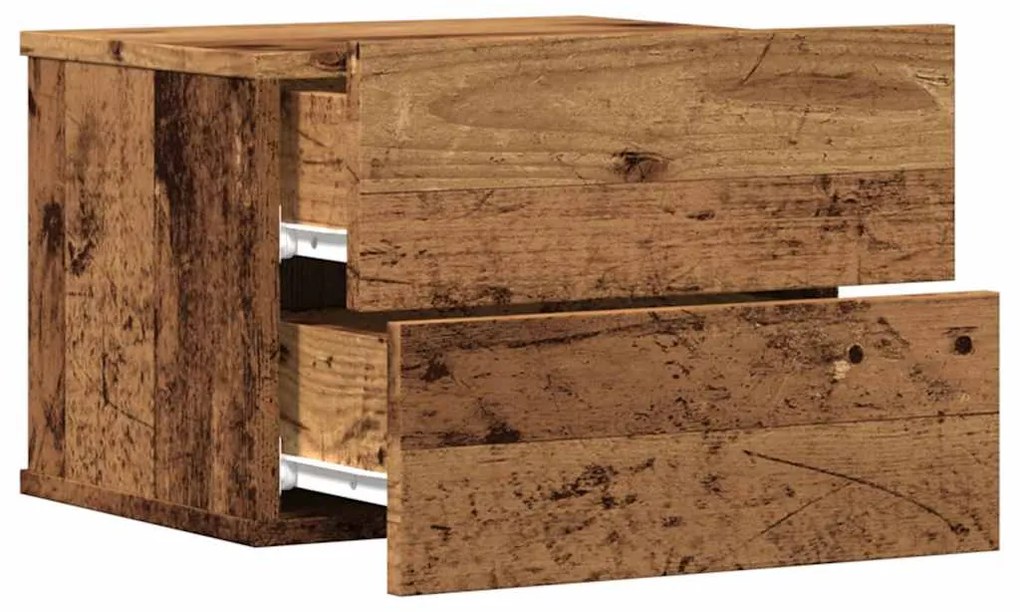 Mesa de cabeceira de parede 40x32x30 cm cor madeira velha