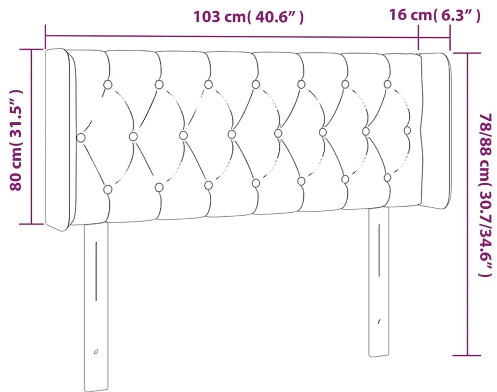 Cabeceira de cama c/ abas tecido 103x16x78/88cm cinzento-escuro