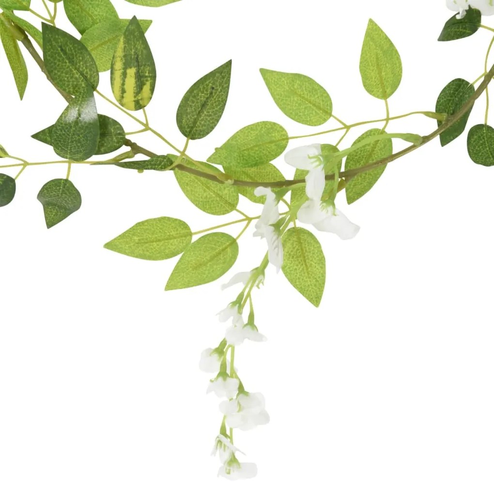 Grinaldas de flores de Natal 6 pcs 200 cm branco