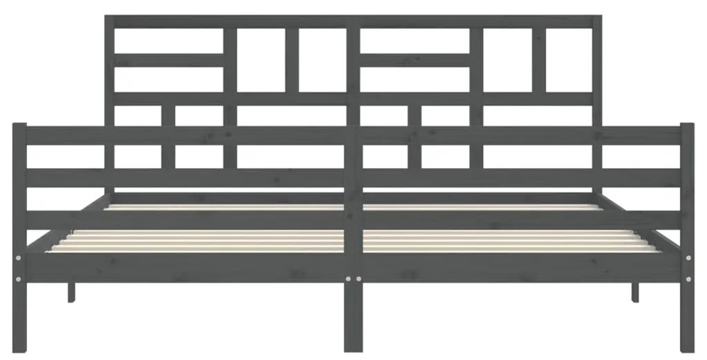 Estrutura de cama com cabeceira 200x200 cm madeira maciça cinza