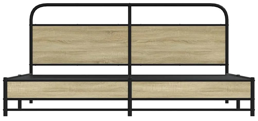 Estrutura de cama sem colchão 200x200cm metal carvalho sonoma