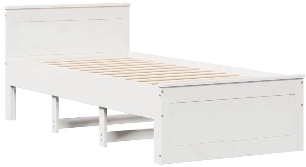 Estrutura de cama s/ colchão e c/ cabeceira pinho maciço branco