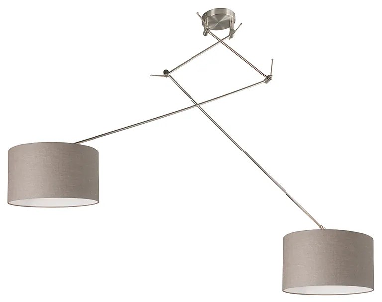 Candeeiro de suspensão em aço com abajur 35 cm bege ajustável 2 luzes - Blitz Moderno