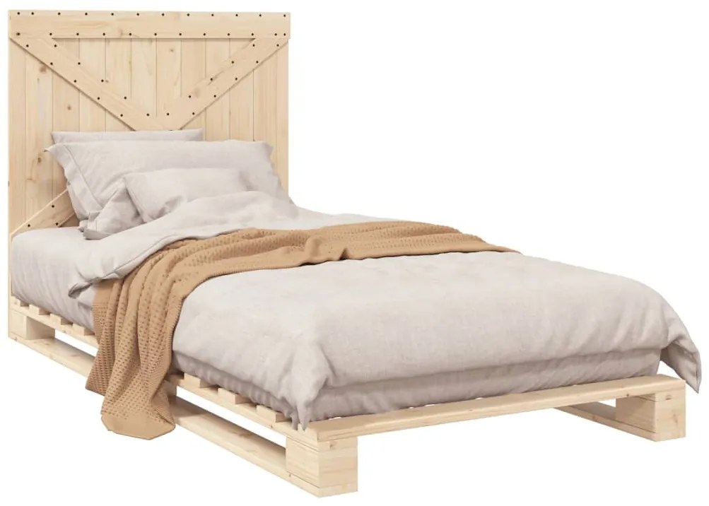 Estrutura de cama com cabeceira 100x200cm pinho maciço