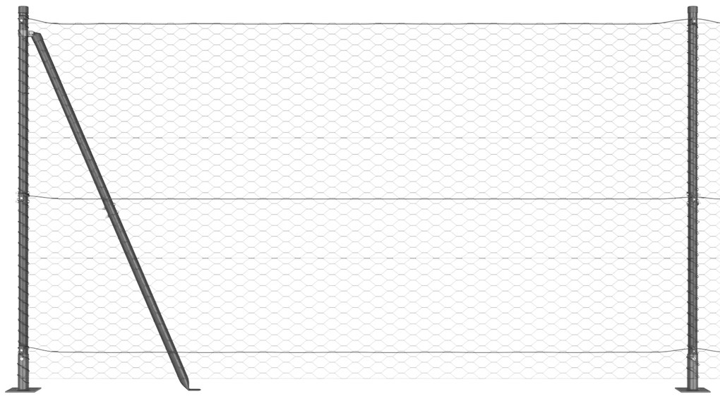 Cerca Hexagonal Cinza vidaXL 1,5x50 m Aço, Postes para Cerca vidaXL co
