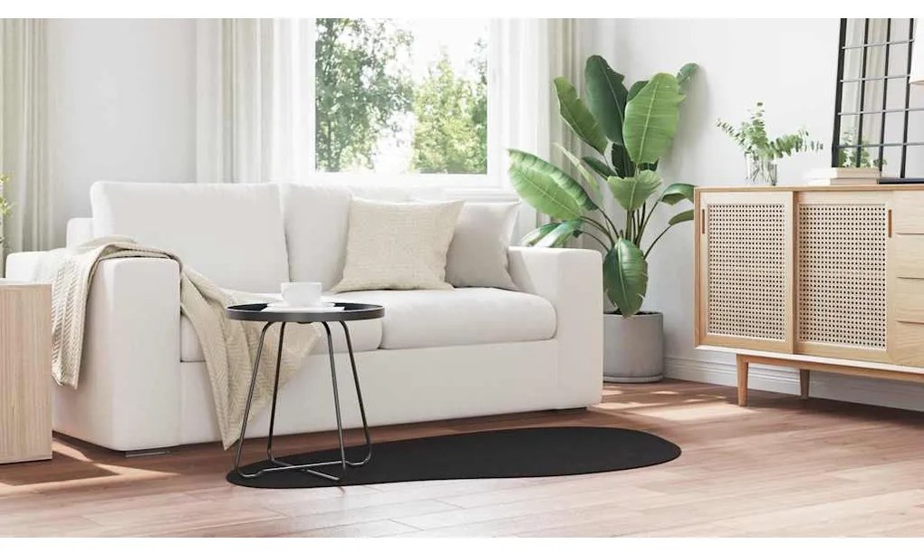 Tapete "HUARTE" Preto Macio de Pelo Curto e Lavável 80x150 cm