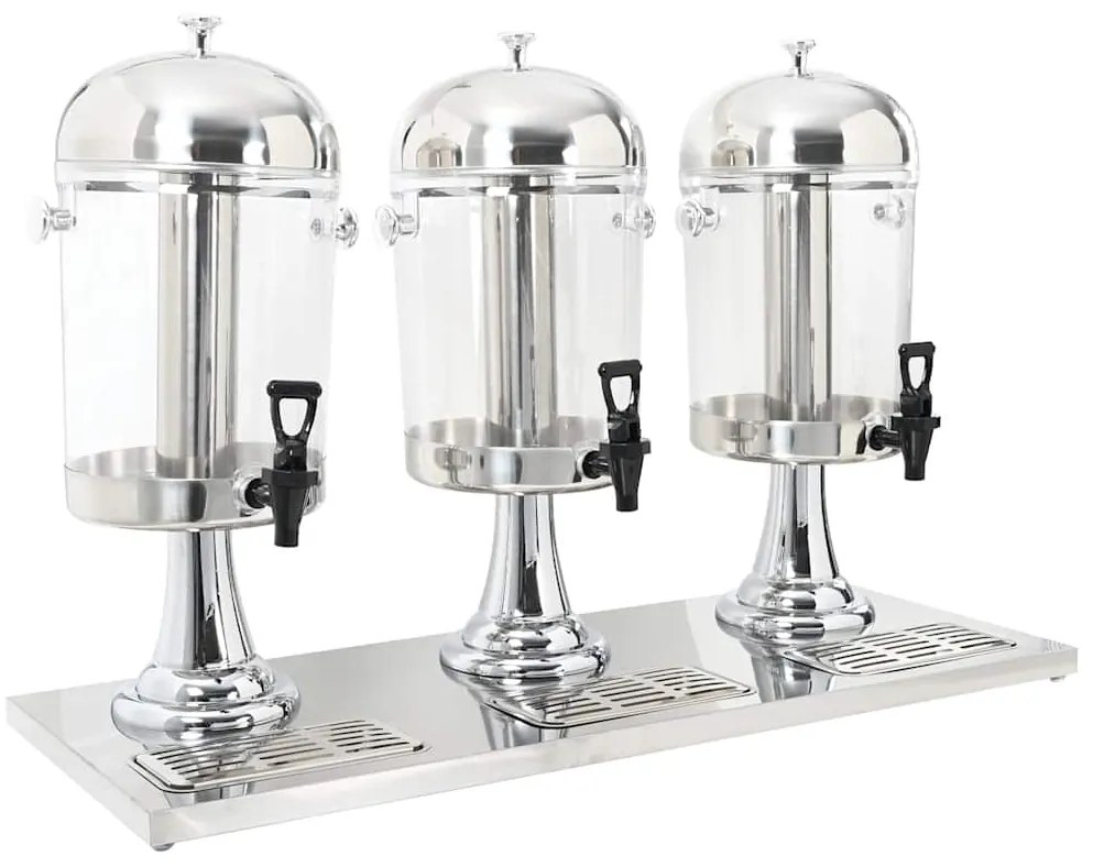 Dispensador triplo de sumo aço inoxidável 3 x 8 L