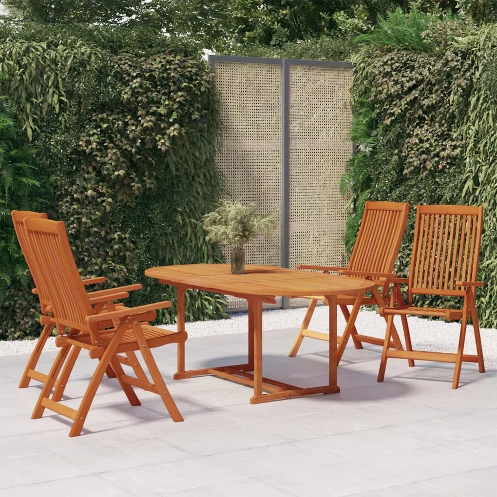 vidaXL 5 pcs conj. jantar para jardim madeira de eucalipto maciça