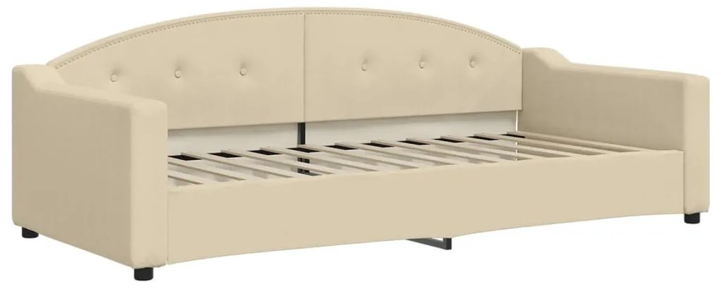 Sofá-cama com gavetão e gavetas 90x200 cm tecido cor creme