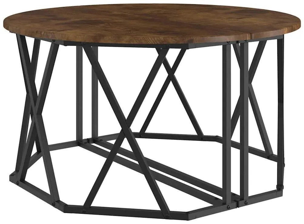 Mesa de Centro em Carvalho Fumado 80x80x42 cm Madeira de Engenharia