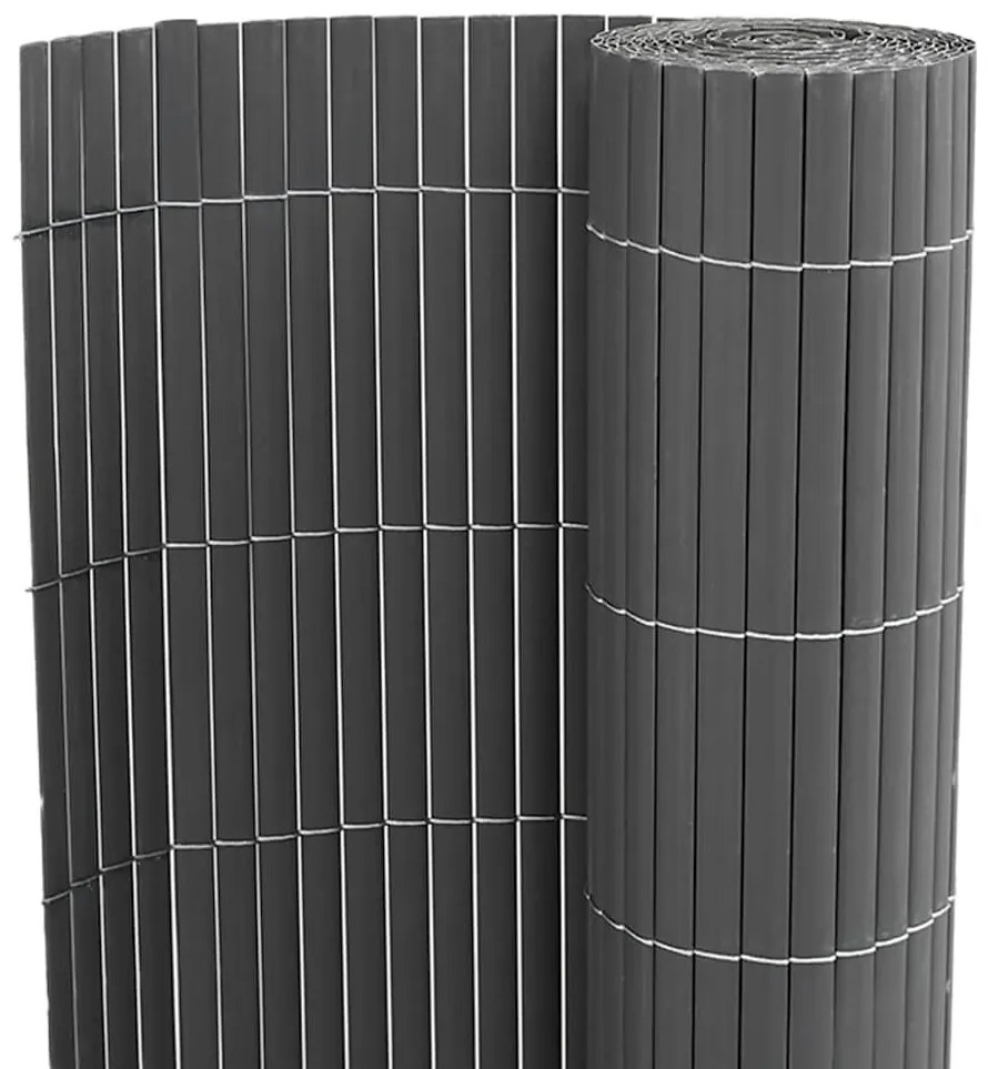 Cerca de jardim dupla face cinzento 1,8x5 m PVC