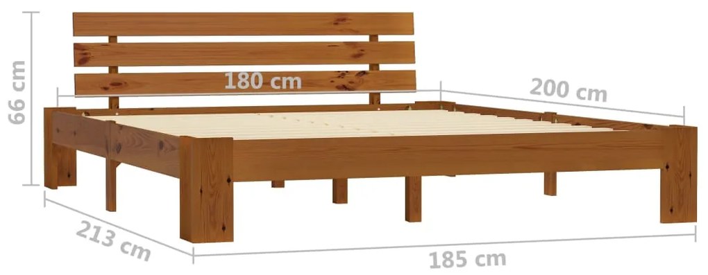 Estrutura de cama 180x200 cm pinho maciço castanho mel