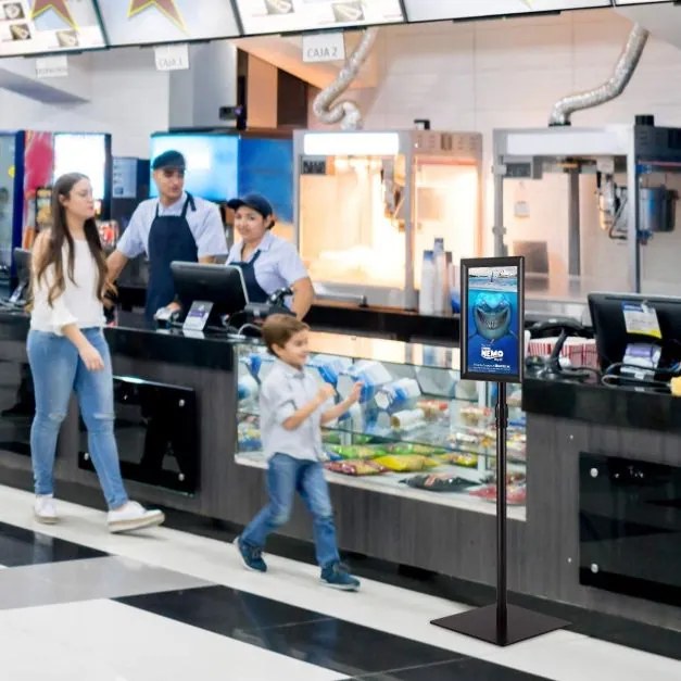 Expositor restaurantes, bares, cafés Ementas, Suporte metálico ajustável A4 Suporte de exposição de chão ajustável 73,5-118 cm Preto
