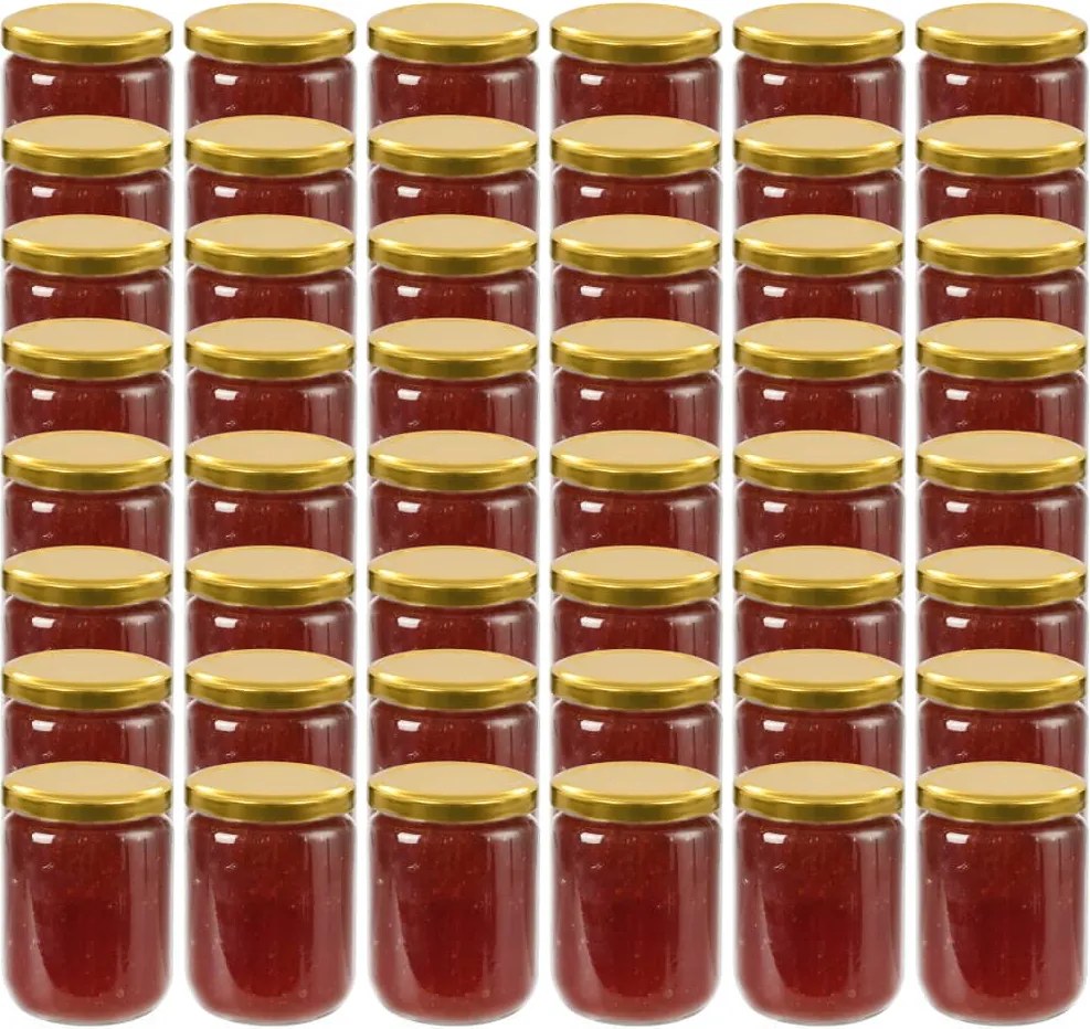 vidaXL Frascos de vidro com tampas douradas 48 pcs 230 ml