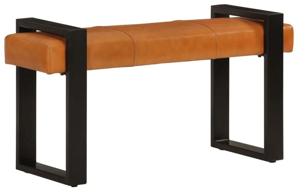 Banco 110 cm couro de cabra genuíno preto e castanho