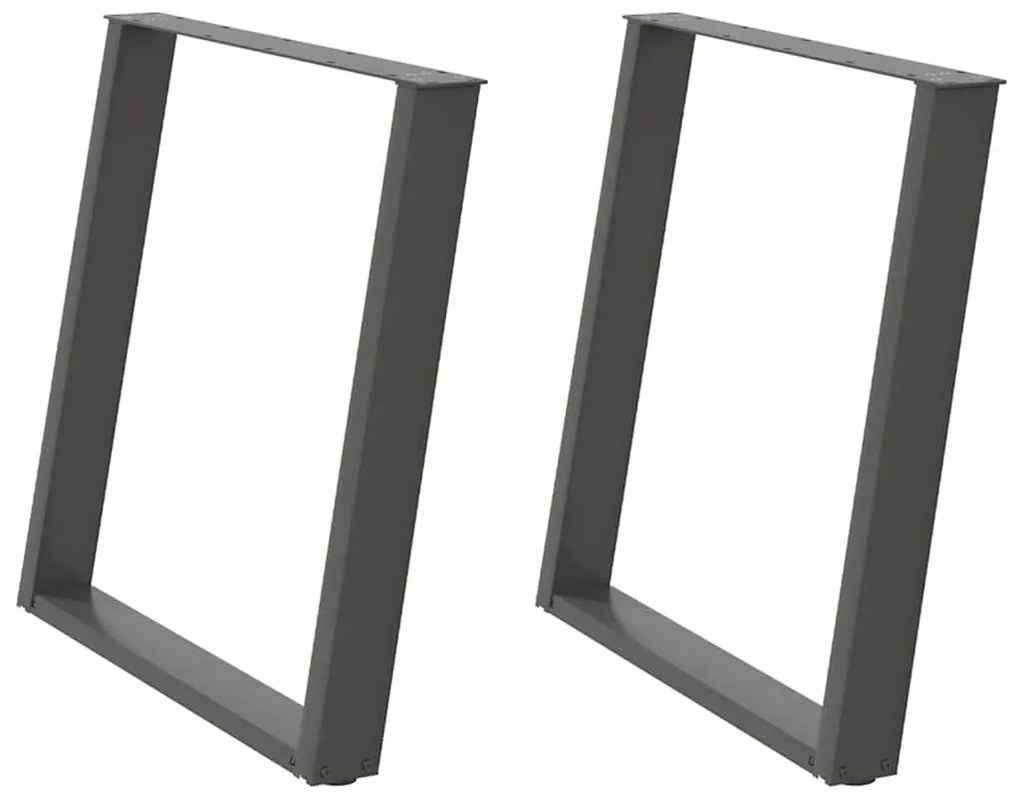 Pés para mesa de jantar em formato de U, 2 peças, antracite, 70x(72-73