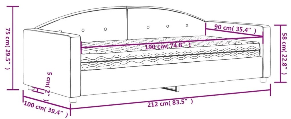 Sofá-cama com colchão 90x190 cm veludo cinzento-claro