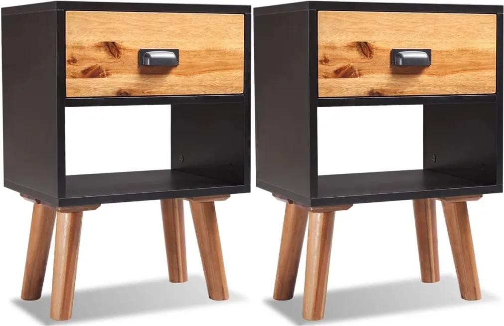 Mesas cabeceira, madeira de acácia sólida 2 pcs 40x30x58 cm