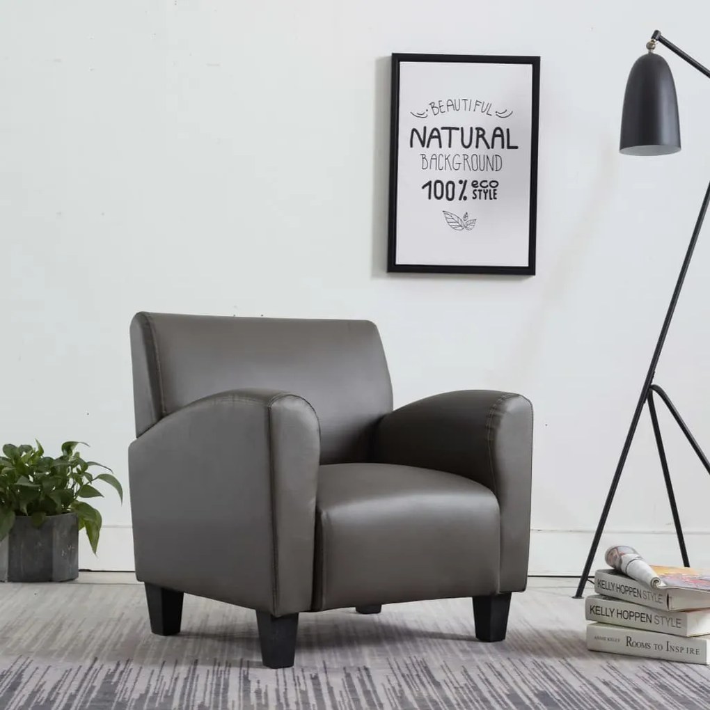 vidaXL Poltrona em couro artificial cinzento